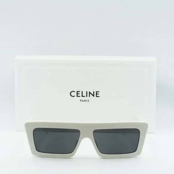 🕶️ New Celine CL40214U 25A Sunglasses - Ivory Frame, Smoke Lenses - Picture 3 of 11
